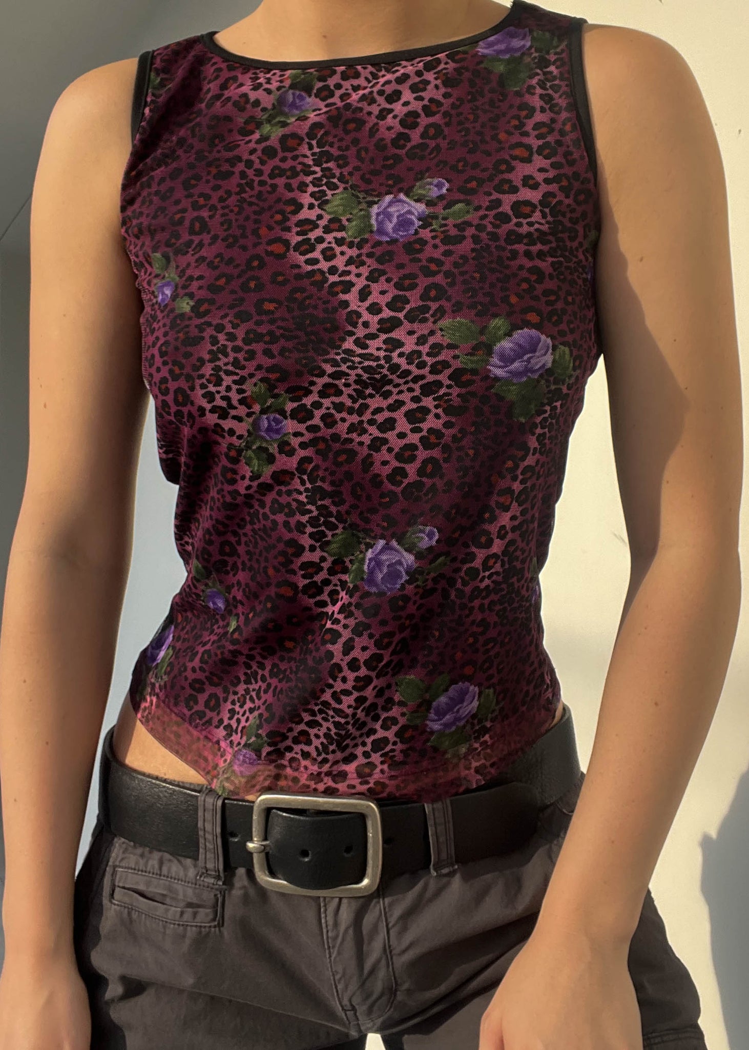 90's Leopard Rose Tank (S)