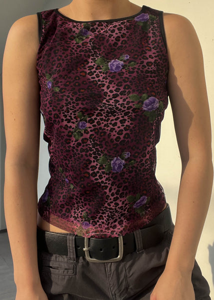 90's Leopard Rose Tank (S)
