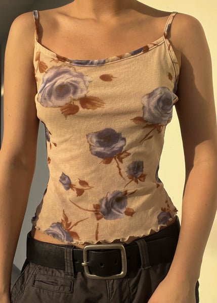 90's Periwinkle Roses Tank (S)