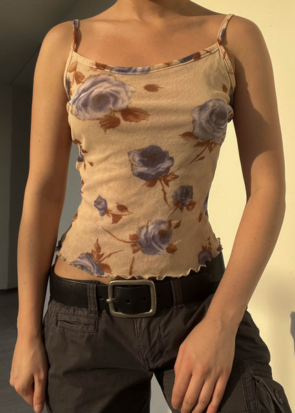 90's Periwinkle Roses Tank (S)