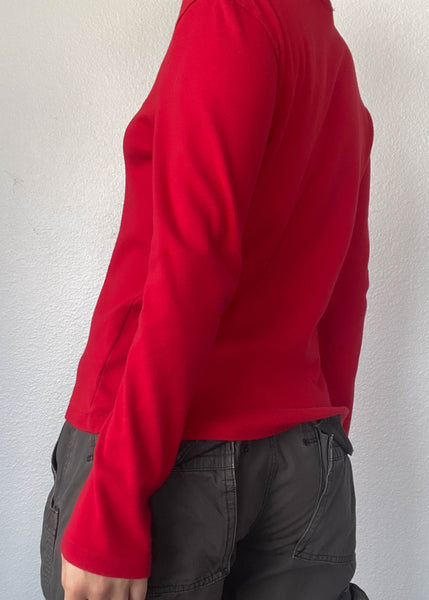 90's Red Ralph Lauren Long Sleeve (M-L)