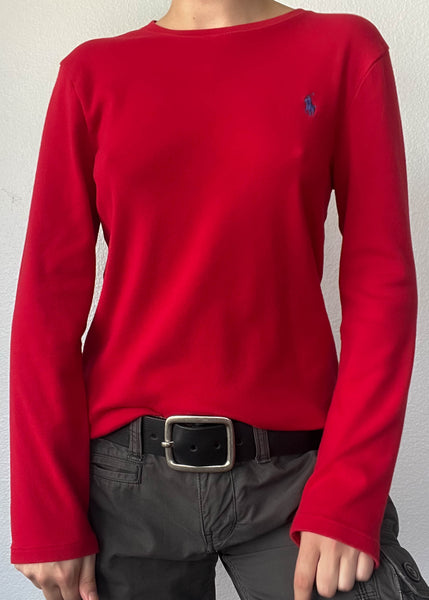 90's Red Ralph Lauren Long Sleeve (M-L)
