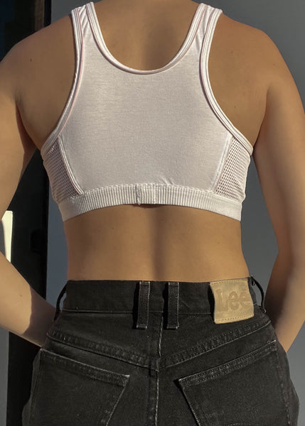 90's White & Baby Pink Sports Bra (S)