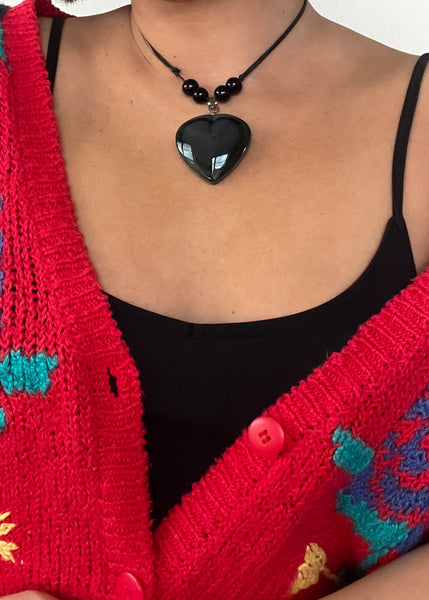 90's Black Chunky Heart Choker