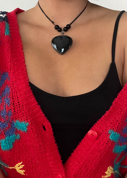 90's Black Chunky Heart Choker