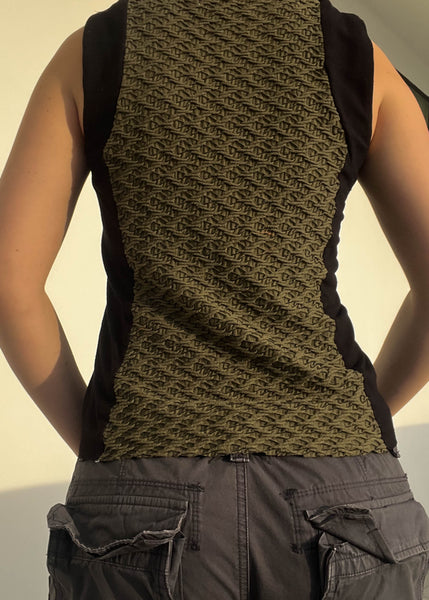 90's Olive & Black Textured Tank (S)