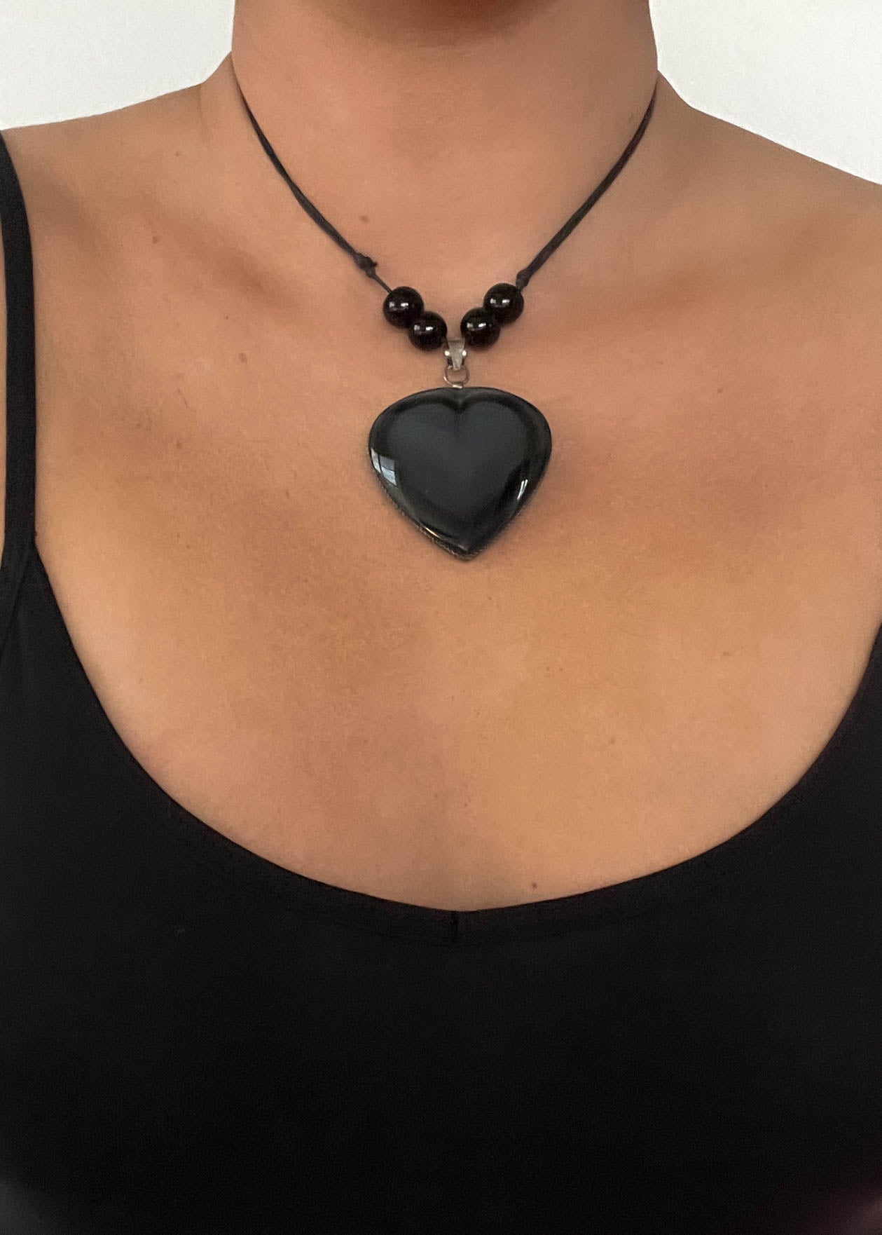 90's Black Chunky Heart Choker