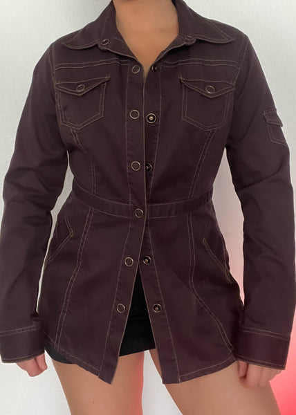 Romina Brown Snap-Up Jacket (M)