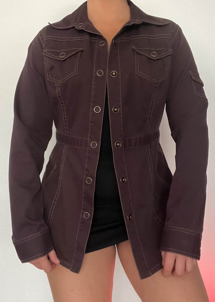 Romina Brown Snap-Up Jacket (M)