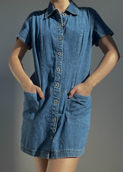 90’s Denim Button Down Dress (M)