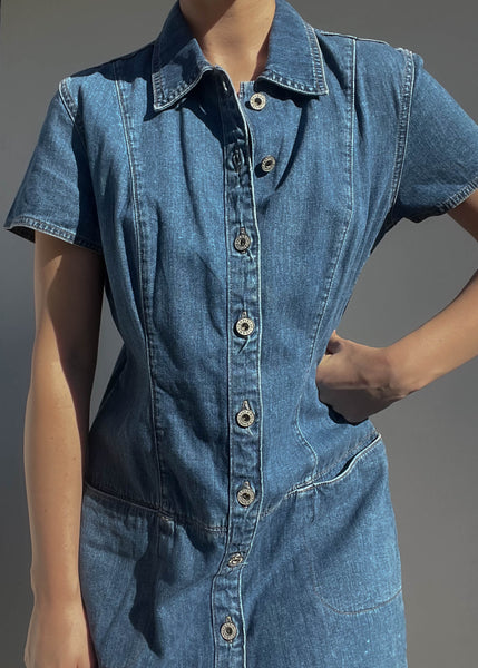 90’s Denim Button Down Dress (M)