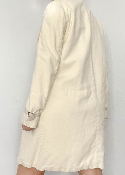 90’s Cream Fur Trim Coat (S)