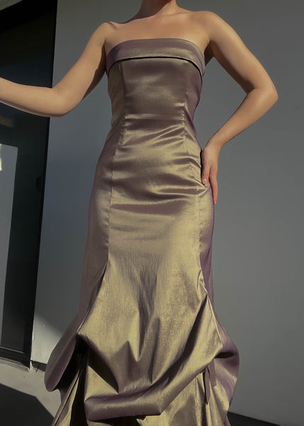 Y2k Metallic Maxi Gown (S)