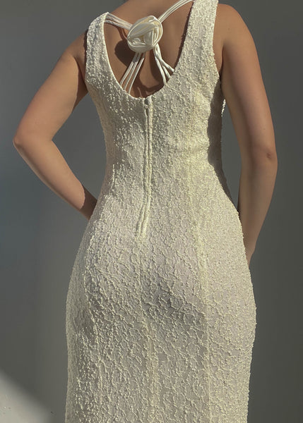 90’s White Lace Maxi Dress (S)