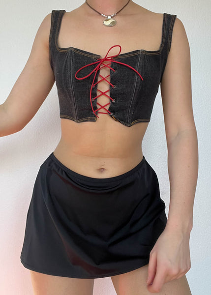 Denim Lace Up Bustier Top (S)