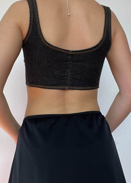 Denim Lace Up Bustier Top (S)