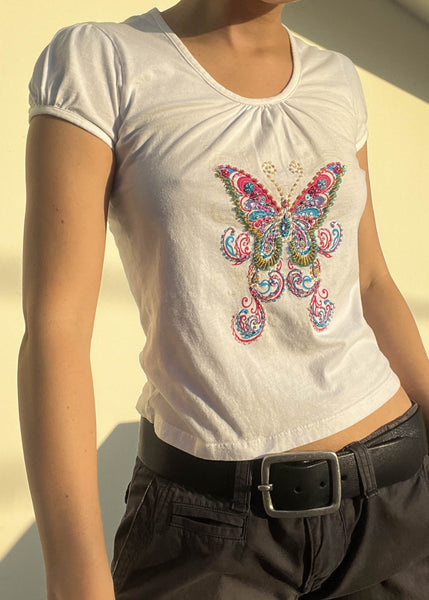 Y2k Butterfly Baby Tee (XS)