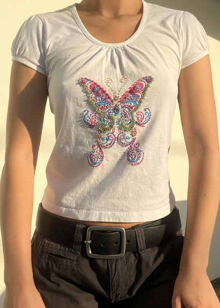 Y2k Butterfly Baby Tee (XS)