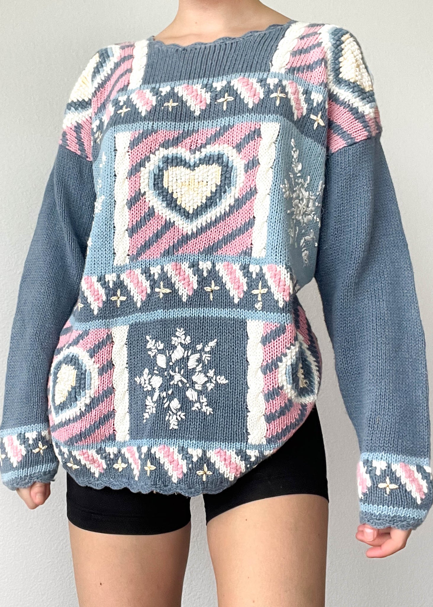 80's Patchwork Heart Knit (M-L)