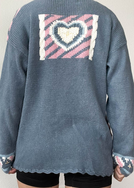 80's Patchwork Heart Knit (M-L)