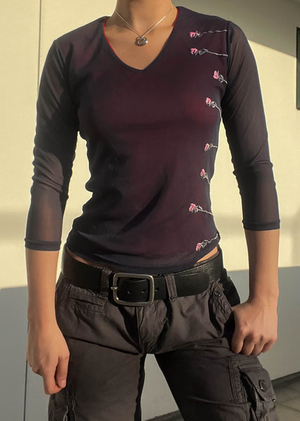 Thea 90's Floral Mesh Top (S)