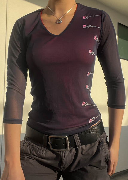 Thea 90's Floral Mesh Top (S)
