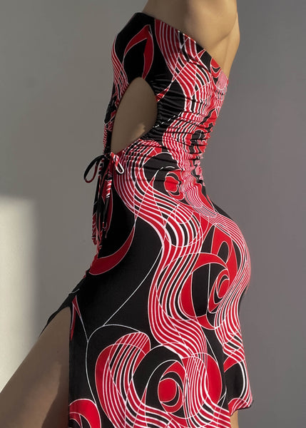 Trippy Cut-Out Midi Dress (S)