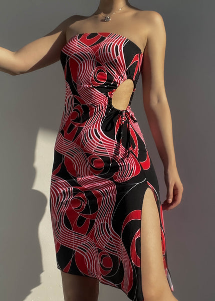 Trippy Cut-Out Midi Dress (S)
