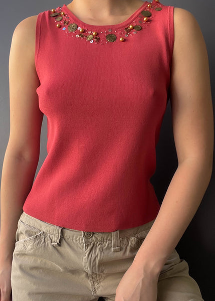 90's Salmon Knit Tank (S)