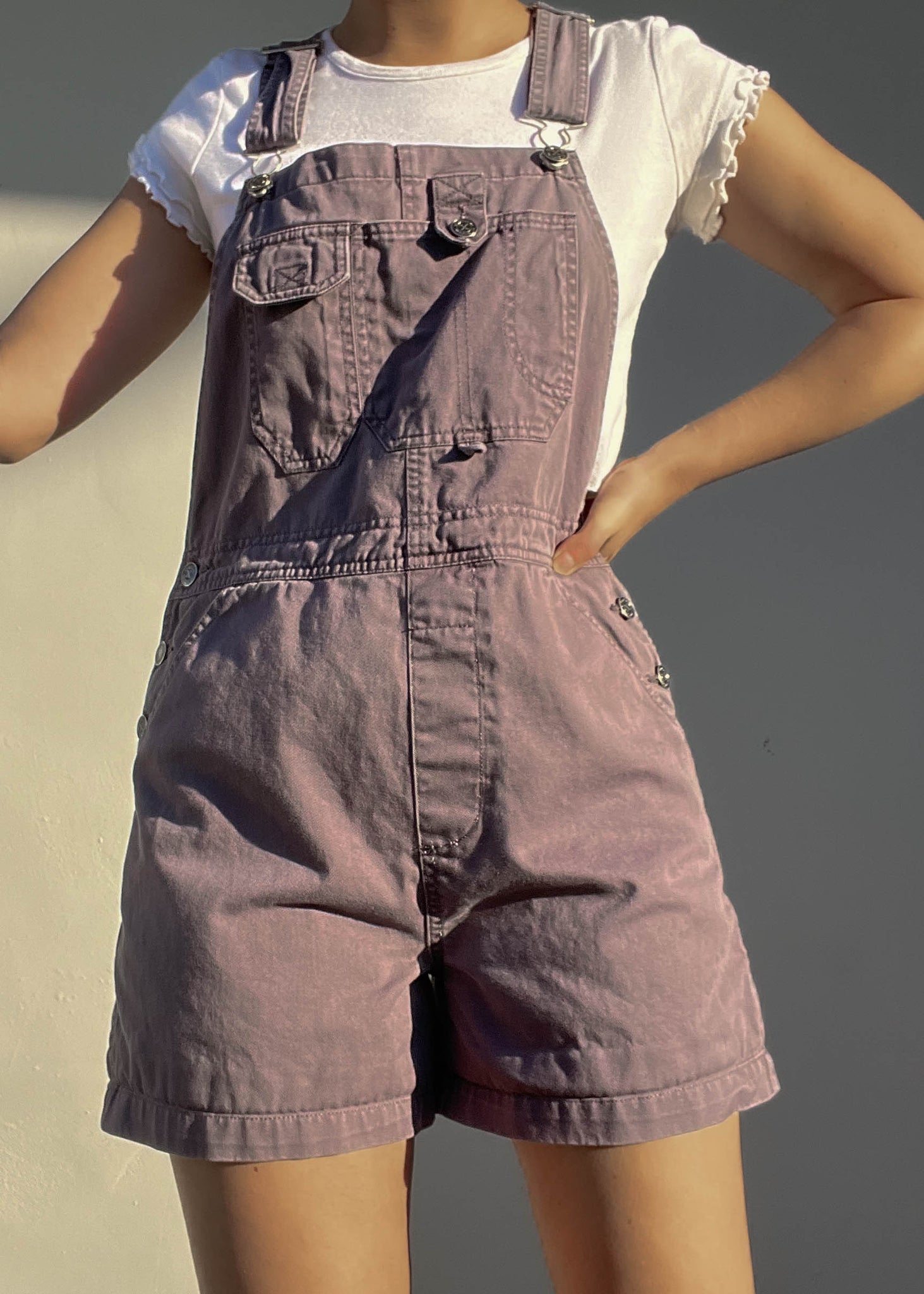 Plum Gray Denim Overalls (M)