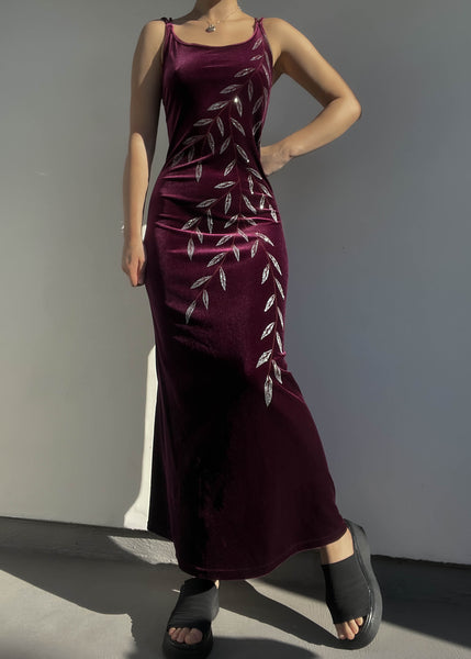 90’s Velvet Plum Maxi Dress (S)