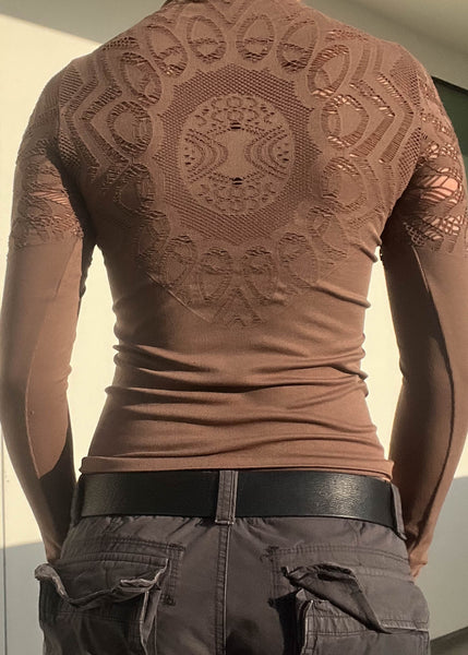 Y2k Mocha Mock Neck Top (S)