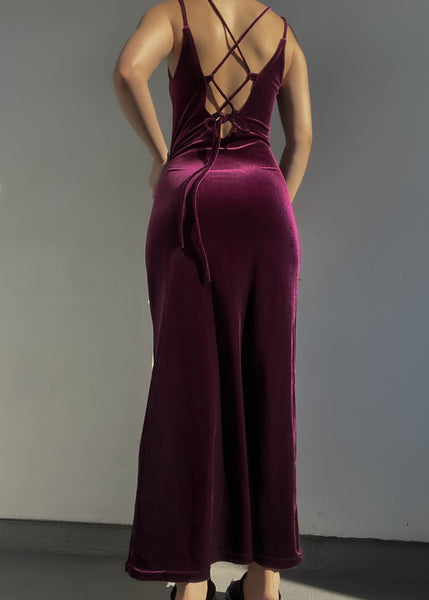 90’s Velvet Plum Maxi Dress (S)
