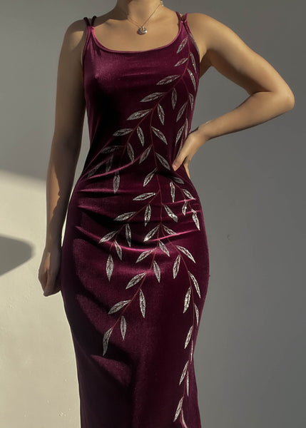 90’s Velvet Plum Maxi Dress (S)