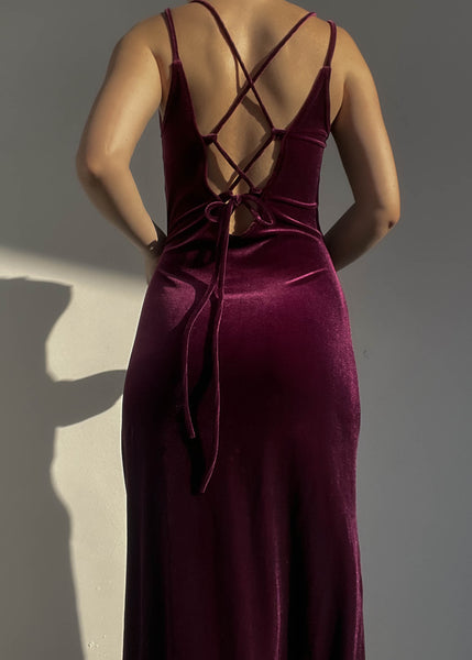 90’s Velvet Plum Maxi Dress (S)