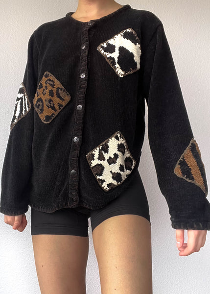 90's Square Patch Cardigan (L)