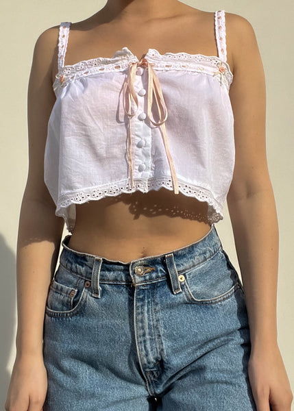Dainty White & Peach Crop (S-S/M)