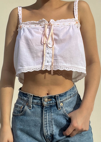 Dainty White & Peach Crop (S-S/M)
