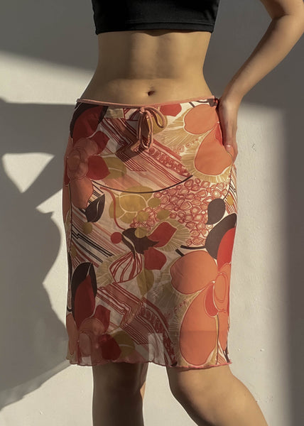 Y2k Peachy Floral Print Midi (S/M-M)
