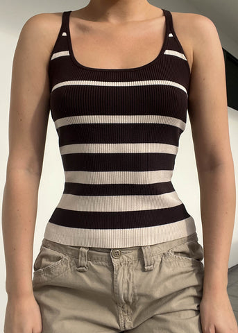 Y2k Brown & Beige Tank (S)