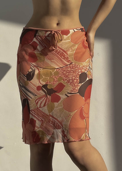 Y2k Peachy Floral Print Midi (S/M-M)