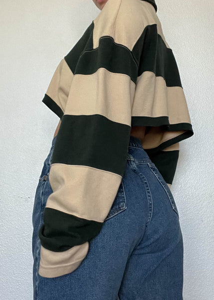 90’s Striped Long Sleeve Polo (M)