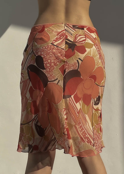 Y2k Peachy Floral Print Midi (S/M-M)