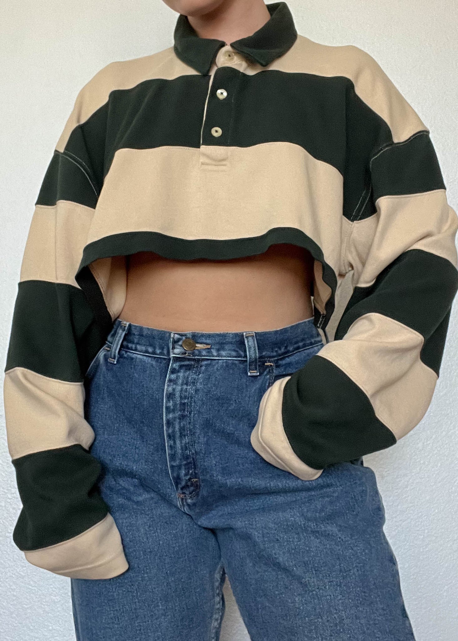 90’s Striped Long Sleeve Polo (M)