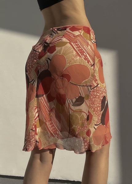 Y2k Peachy Floral Print Midi (S/M-M)