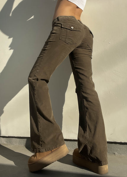 Y2k Brown Corduroy Flares (M)