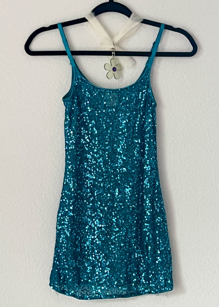 Y2k Blue Sequin Mini Dress (S) – Retro and Groovy