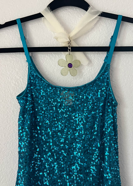 Y2k Blue Sequin Mini Dress (S)