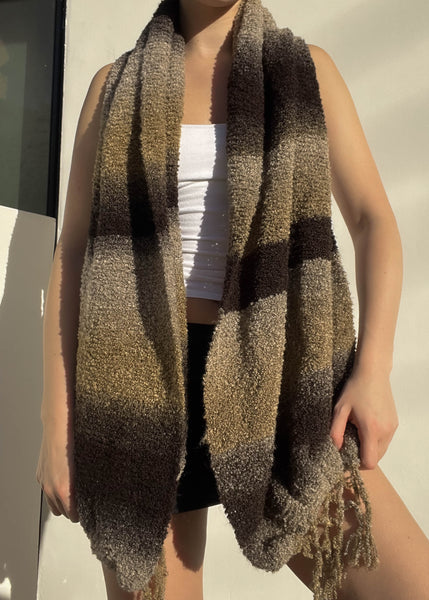 Earth Tone Plush Knit Scarf