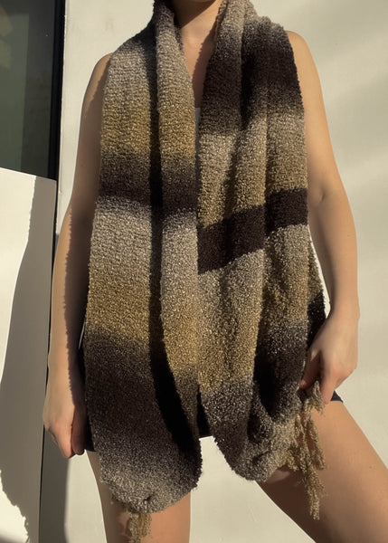 Earth Tone Plush Knit Scarf